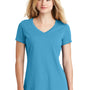 New Era Womens Heritage Short Sleeve V-Neck T-Shirt - Sky Blue