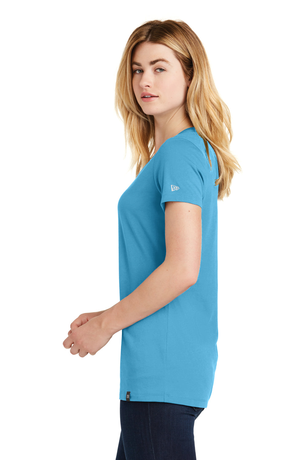 New Era LNEA101 Womens Heritage Short Sleeve V-Neck T-Shirt Sky Blue Side