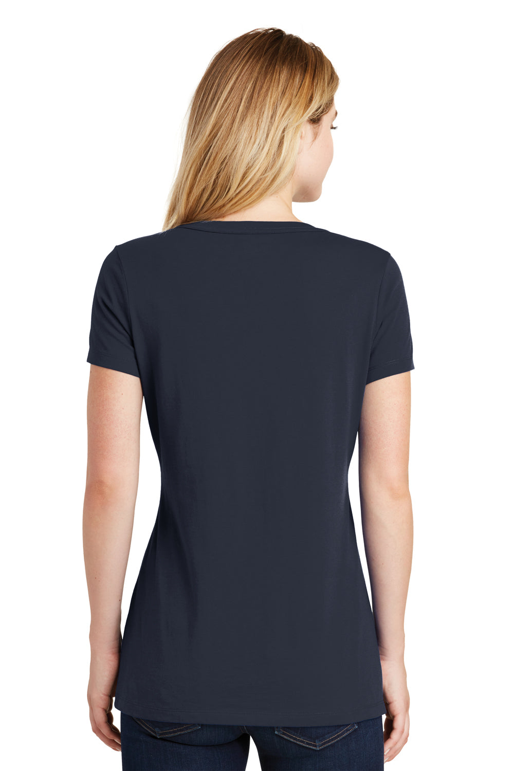 New Era LNEA101 Womens Heritage Short Sleeve V-Neck T-Shirt Navy Blue Back