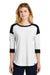 New Era LNEA104 Womens Heritage 3/4 Sleeve Crewneck T-Shirt Black/White Front