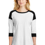 New Era Womens Heritage 3/4 Sleeve Crewneck T-Shirt - White/Black