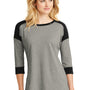 New Era Womens Heritage 3/4 Sleeve Crewneck T-Shirt - Heather Rainstorm Grey/Black