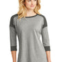 New Era Womens Heritage 3/4 Sleeve Crewneck T-Shirt - Light Graphite Grey Twist/Graphite Grey