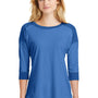 New Era Womens Heritage 3/4 Sleeve Crewneck T-Shirt - Heather Royal Blue/Royal Blue
