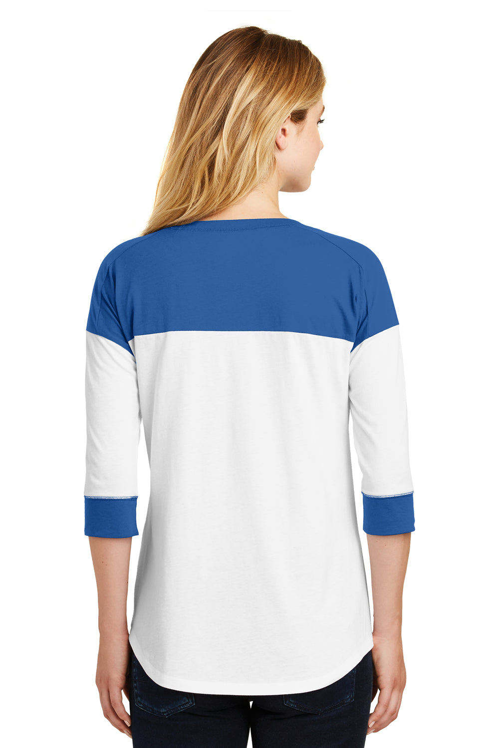 New Era LNEA104 Womens Heritage 3/4 Sleeve Crewneck T-Shirt Royal Blue/White Back