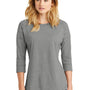 New Era Womens Heritage 3/4 Sleeve Crewneck T-Shirt - Heather Shadow Grey - Closeout