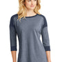 New Era Womens Heritage 3/4 Sleeve Crewneck T-Shirt - Navy Blue Twist/Navy Blue