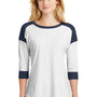 New Era Womens Heritage 3/4 Sleeve Crewneck T-Shirt - White/Navy Blue