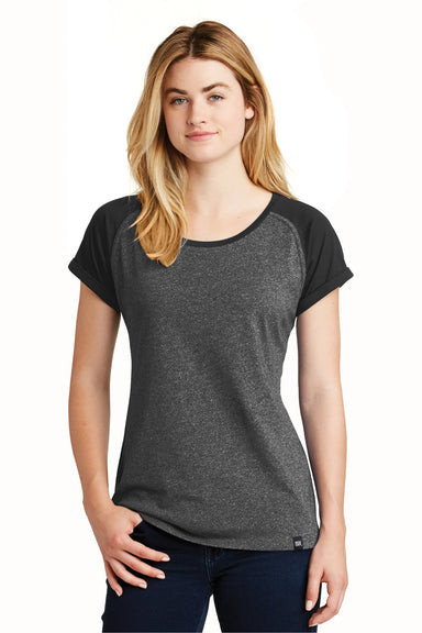 New Era LNEA107 Womens Heritage Short Sleeve Crewneck T-Shirt Black/Black Twist Front