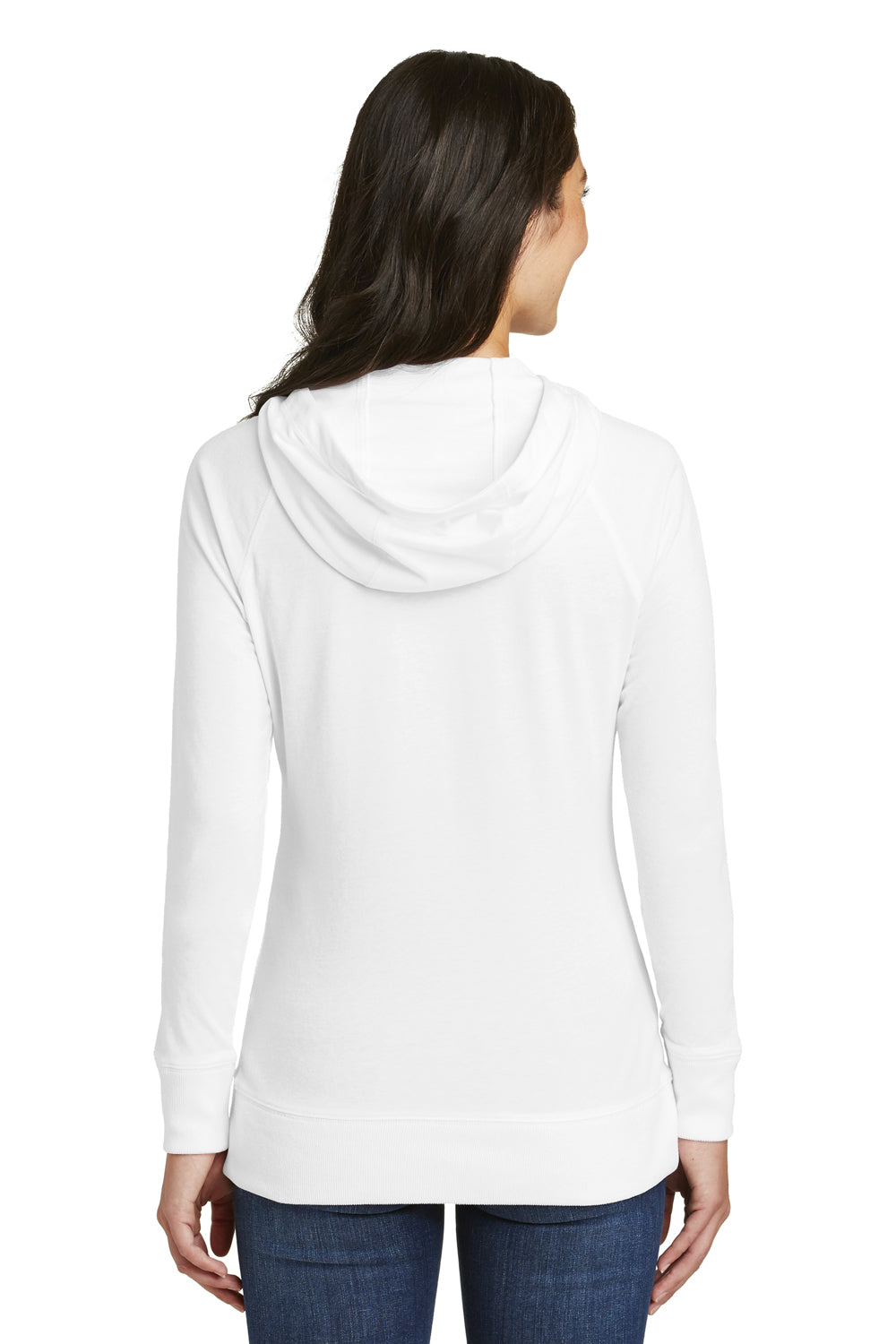 New Era LNEA122 Womens Sueded Full Zip Hooded Sweatshirt Hoodie White Back