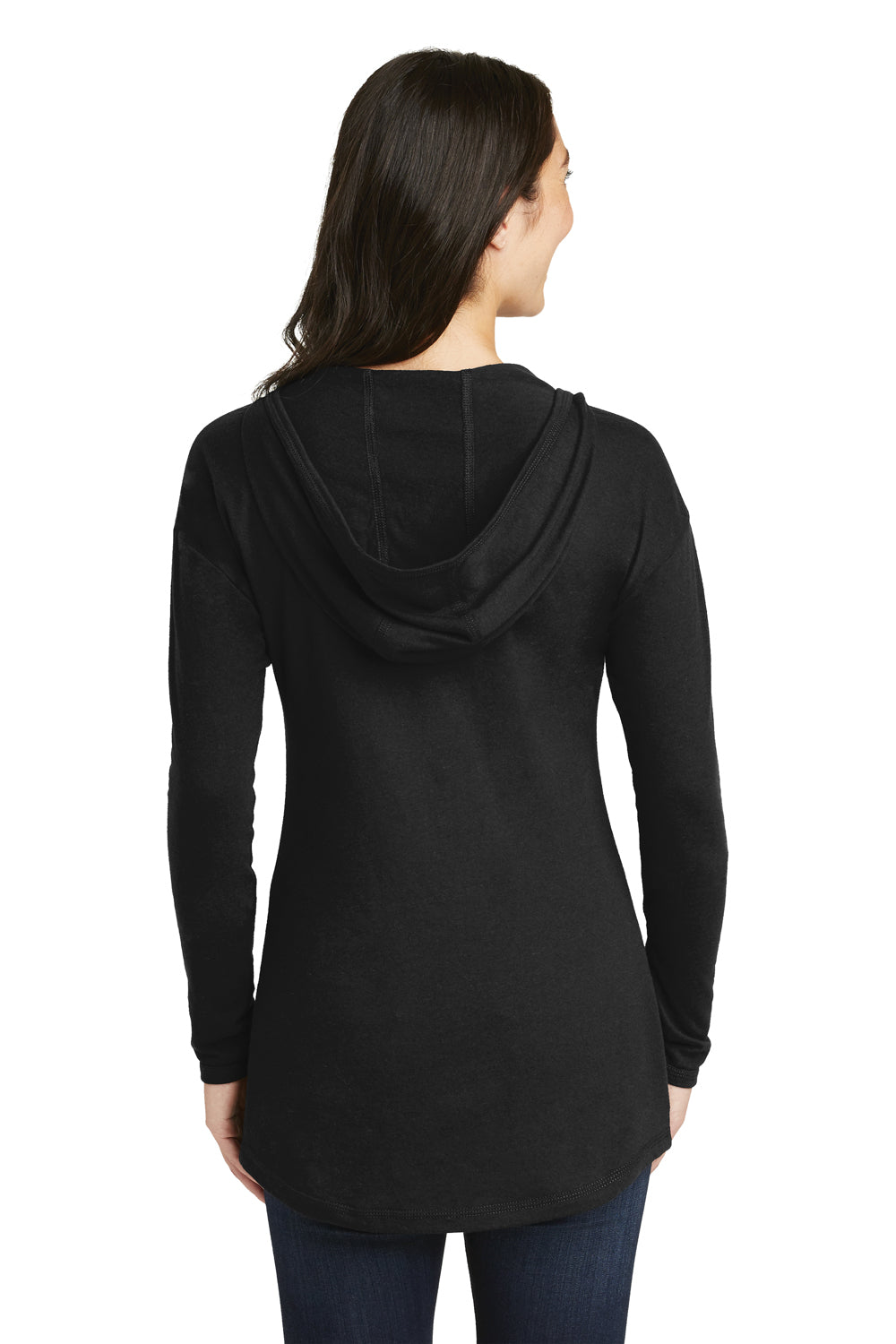 New Era LNEA131 Womens Performance Moisture Wicking Long Sleeve Hooded T-Shirt Hoodie Black Back