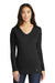 New Era LNEA131 Womens Performance Moisture Wicking Long Sleeve Hooded T-Shirt Hoodie Black Front