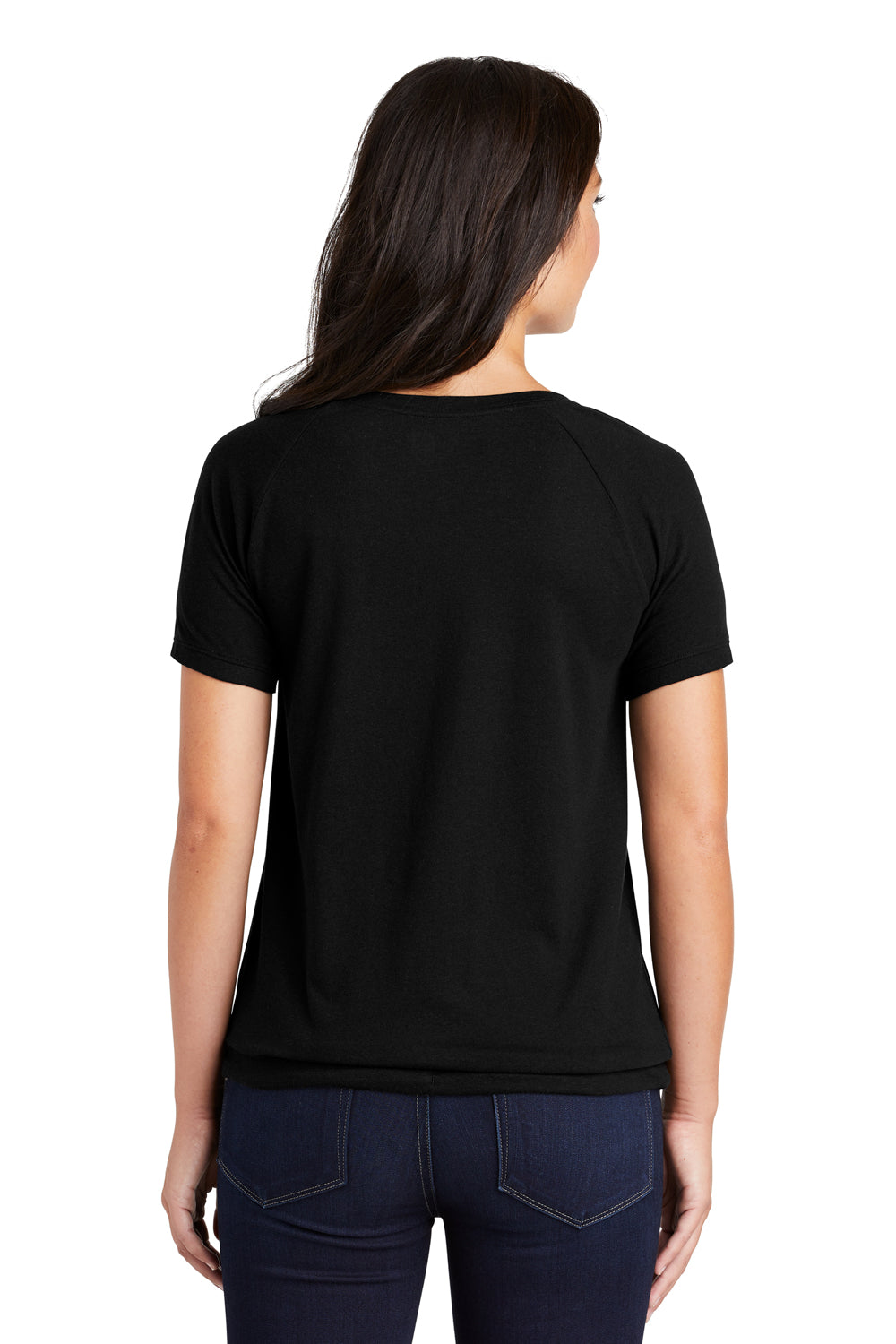New Era LNEA133 Womens Performance Cinch Moisture Wicking Short Sleeve Wide Neck T-Shirt Black Back