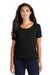 New Era LNEA133 Womens Performance Cinch Moisture Wicking Short Sleeve Wide Neck T-Shirt Black Front