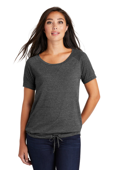 New Era LNEA133 Womens Performance Cinch Moisture Wicking Short Sleeve Wide Neck T-Shirt Graphite Grey Front