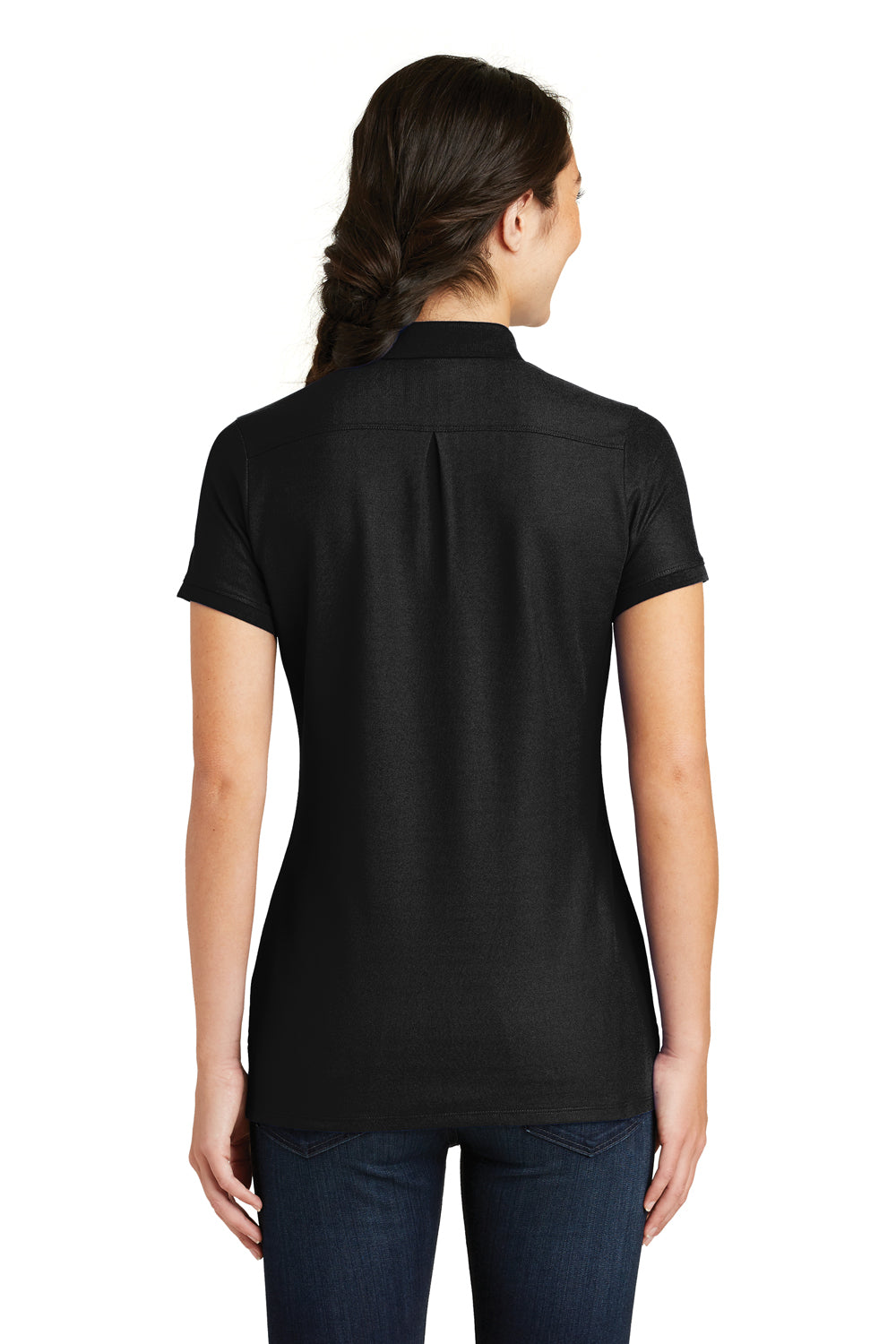 New Era LNEA300 Womens Venue Home Plate Moisture Wicking Short Sleeve Polo Shirt Black Back