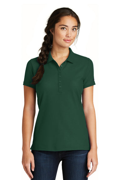 New Era LNEA300 Womens Venue Home Plate Moisture Wicking Short Sleeve Polo Shirt Forest Green Front