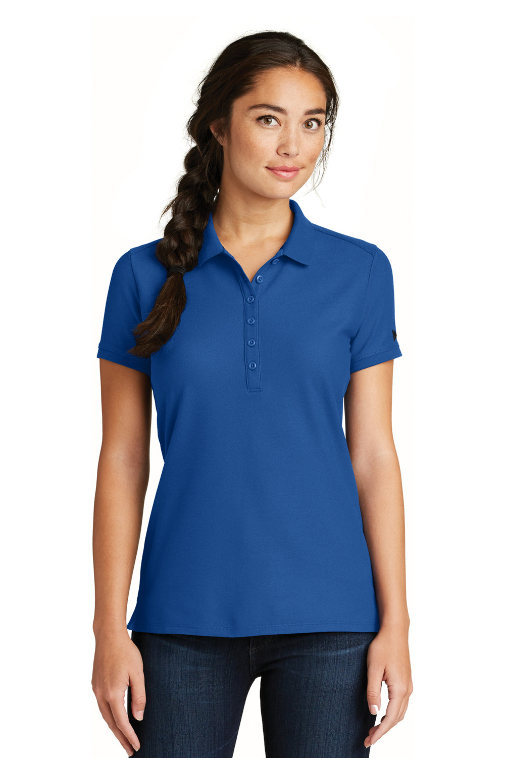New Era LNEA300 Womens Venue Home Plate Moisture Wicking Short Sleeve Polo Shirt Royal Blue Front