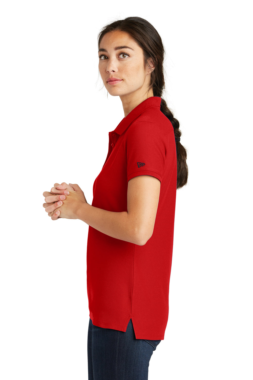 New Era LNEA300 Womens Venue Home Plate Moisture Wicking Short Sleeve Polo Shirt Red Side