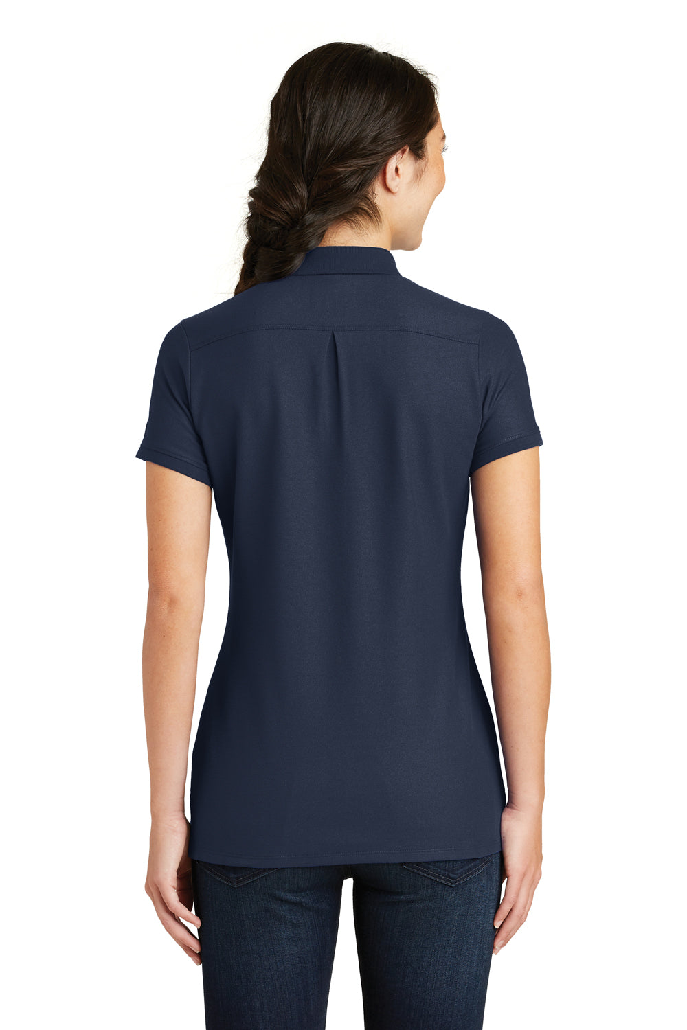 New Era LNEA300 Womens Venue Home Plate Moisture Wicking Short Sleeve Polo Shirt Navy Blue Back