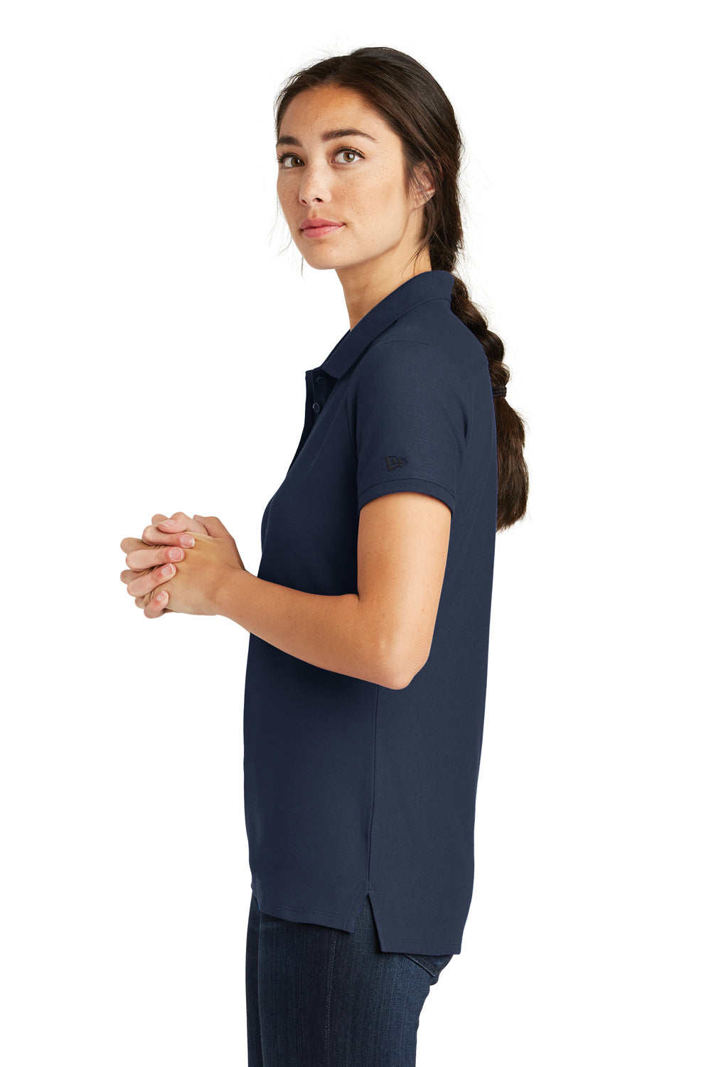 New Era LNEA300 Womens Venue Home Plate Moisture Wicking Short Sleeve Polo Shirt Navy Blue Side