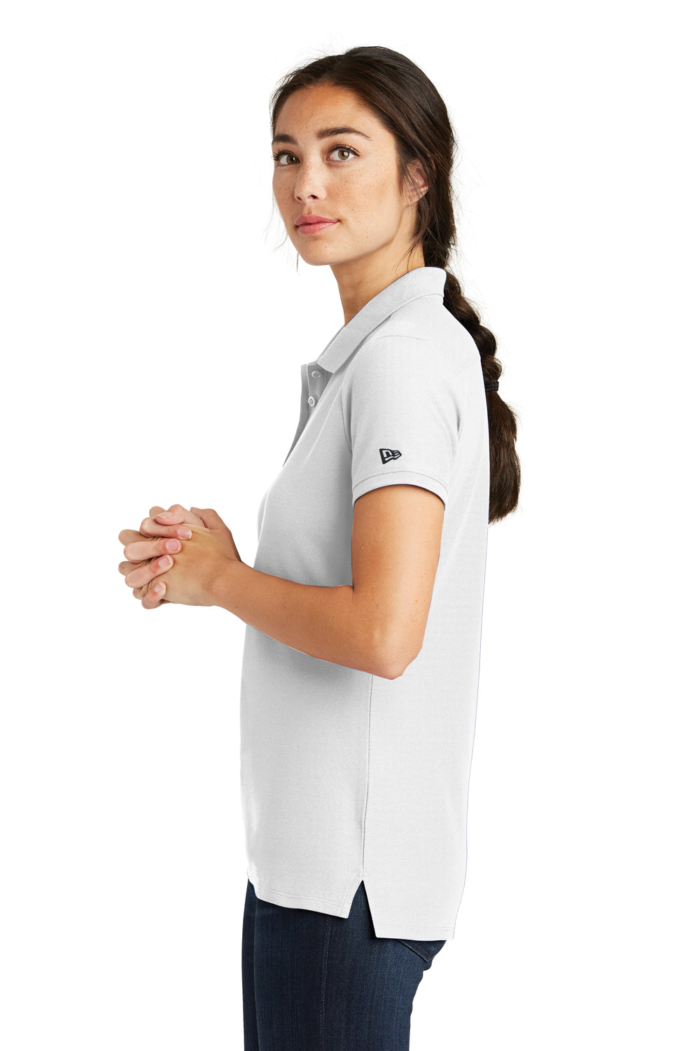 New Era LNEA300 Womens Venue Home Plate Moisture Wicking Short Sleeve Polo Shirt White Side