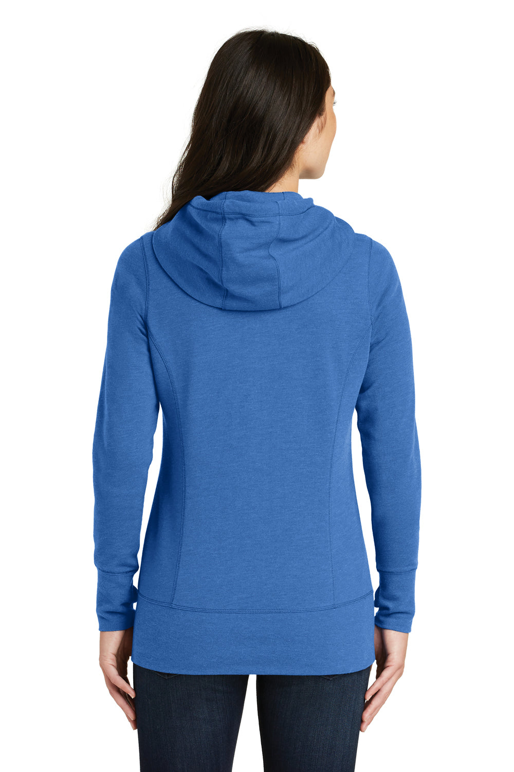 New Era LNEA511 Womens Fleece Full Zip Hooded Sweatshirt Hoodie Heather Royal Blue Back