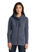 New Era LNEA511 Womens Fleece Full Zip Hooded Sweatshirt Hoodie Heather Navy Blue Front