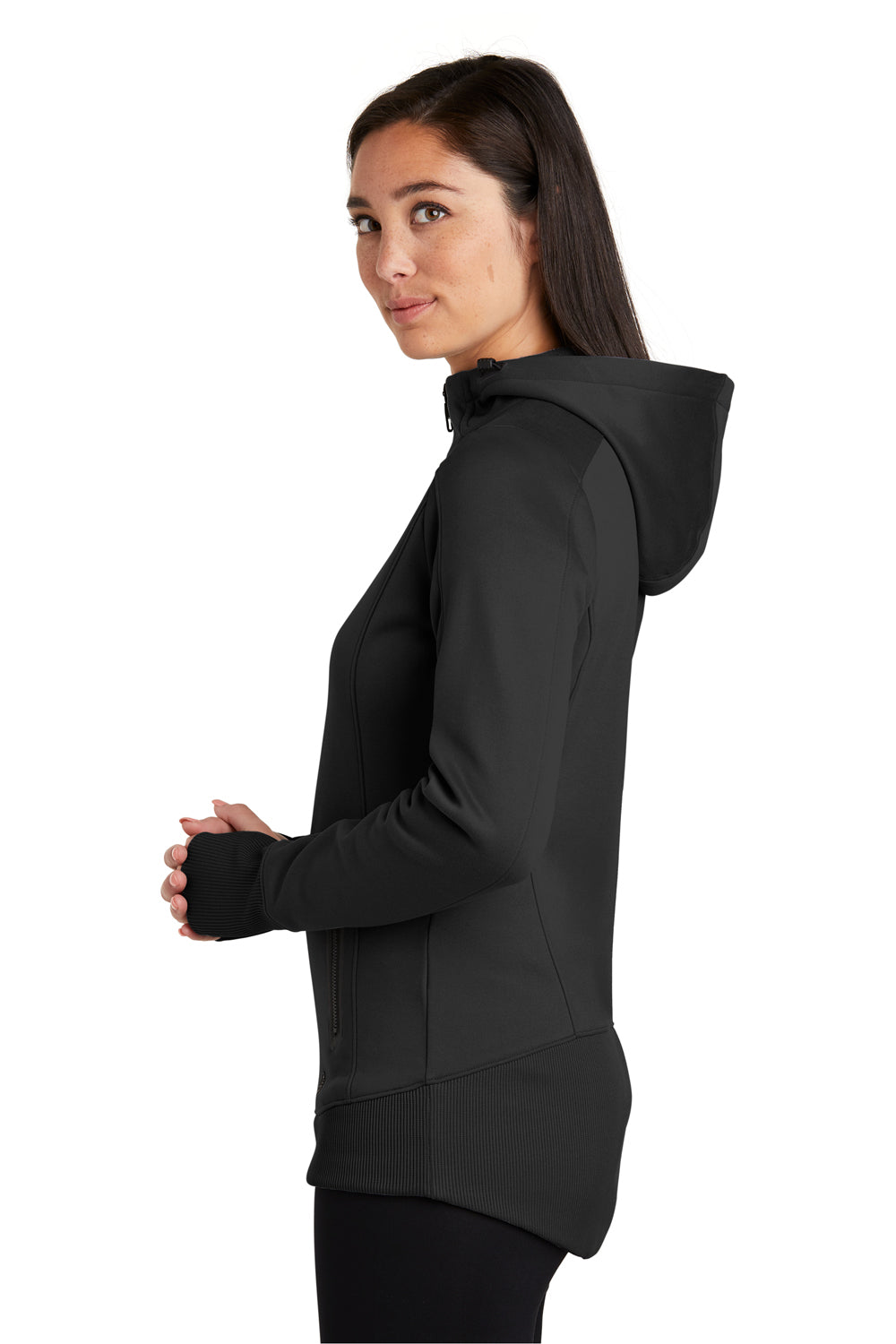 New Era LNEA522 Womens Venue Moisture Wicking Fleece Full Zip Hooded Sweatshirt Hoodie Black Side