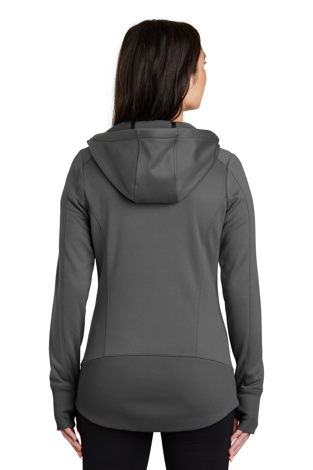 New Era LNEA522 Womens Venue Moisture Wicking Fleece Full Zip Hooded Sweatshirt Hoodie Graphite Grey Back