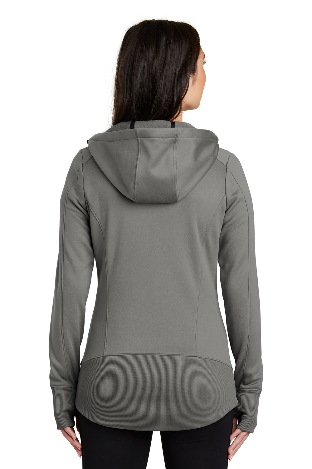 New Era LNEA522 Womens Venue Moisture Wicking Fleece Full Zip Hooded Sweatshirt Hoodie Shadow Grey Back