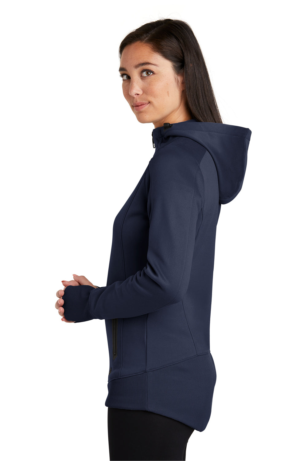 New Era LNEA522 Womens Venue Moisture Wicking Fleece Full Zip Hooded Sweatshirt Hoodie Navy Blue Side