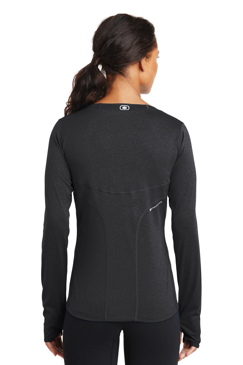 Ogio LOE321 Womens Endurance Pulse Jersey Moisture Wicking Long Sleeve Crewneck T-Shirt Black Back