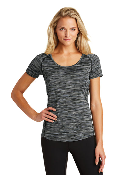 Ogio LOE326 Womens Endurance Verge Jersey Moisture Wicking Short Sleeve Scoop Neck T-Shirt Black Space Dye Front