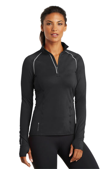 Ogio LOE335 Womens Endurance Nexus Moisture Wicking 1/4 Zip Sweatshirt Black Front