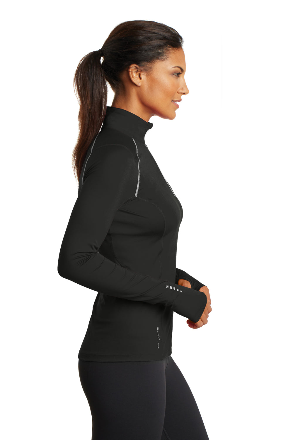 Ogio LOE335 Womens Endurance Nexus Moisture Wicking 1/4 Zip Sweatshirt Black Side