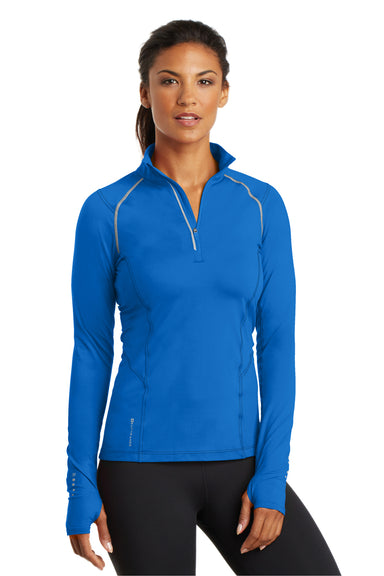Ogio LOE335 Womens Endurance Nexus Moisture Wicking 1/4 Zip Sweatshirt Electric Blue Front