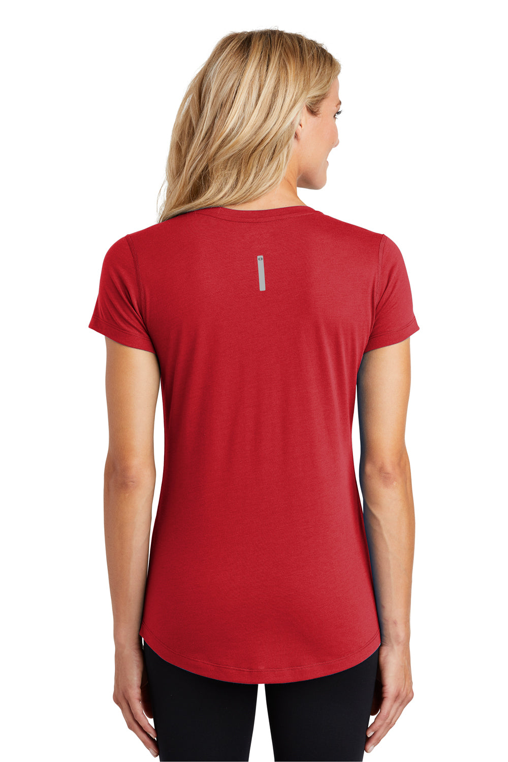 Ogio LOE337 Womens Endurance Peak Jersey Moisture Wicking Short Sleeve V-Neck T-Shirt Red Back