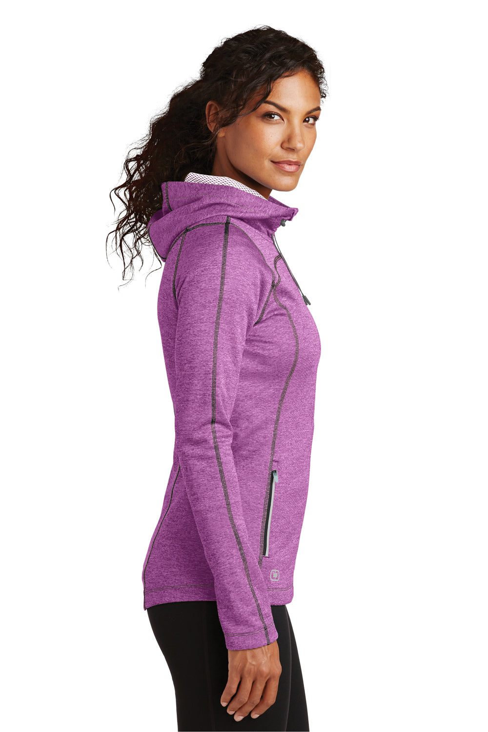 Ogio LOE501 Womens Endurance Pursuit Full Zip Hooded Sweatshirt Hoodie Impact Purple Side