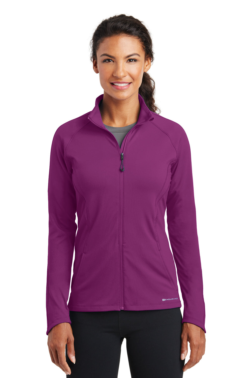 Ogio LOE551 Womens Endurance Radius Moisture Wicking Full Zip Sweatshirt Fuel Purple Front
