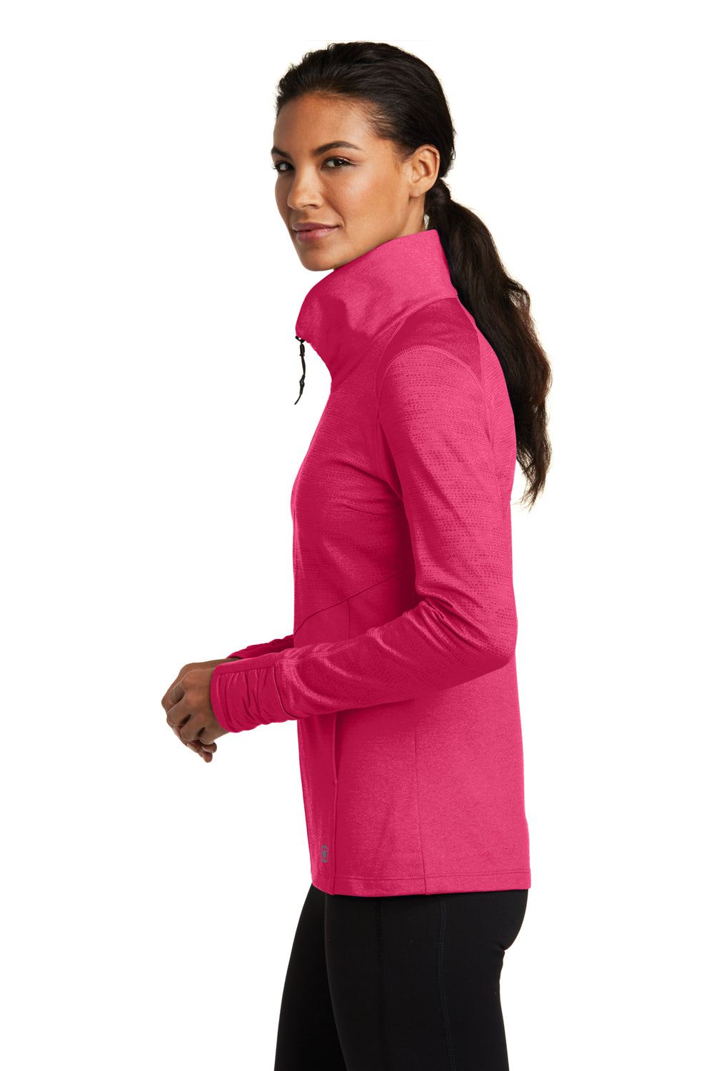 Ogio LOE702 Womens Endurance Sonar Full Zip Jacket Heather Pink Flare Side