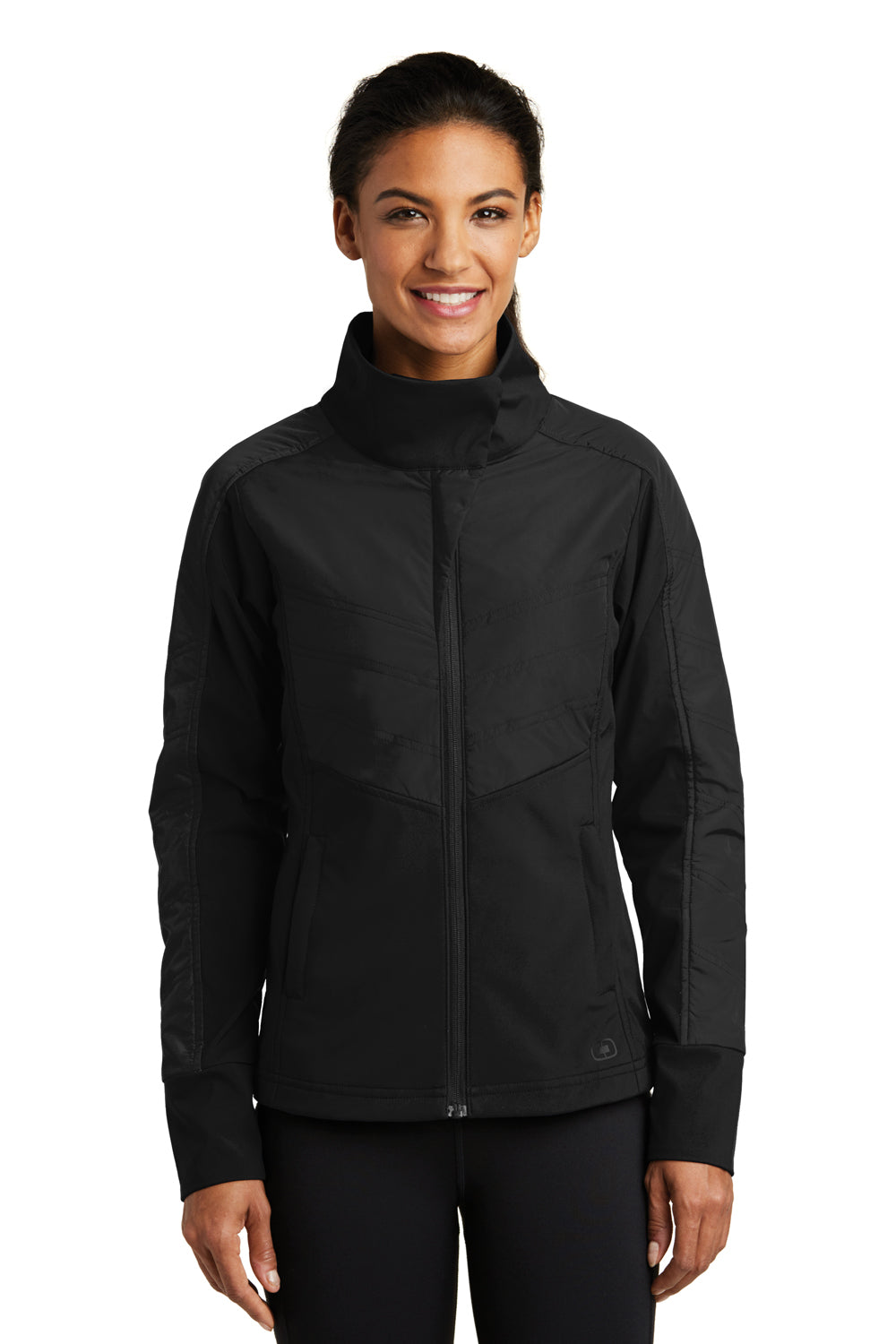 Ogio LOE722 Womens Endurance Brink Wind & Water Resistant Full Zip Jacket Black Front