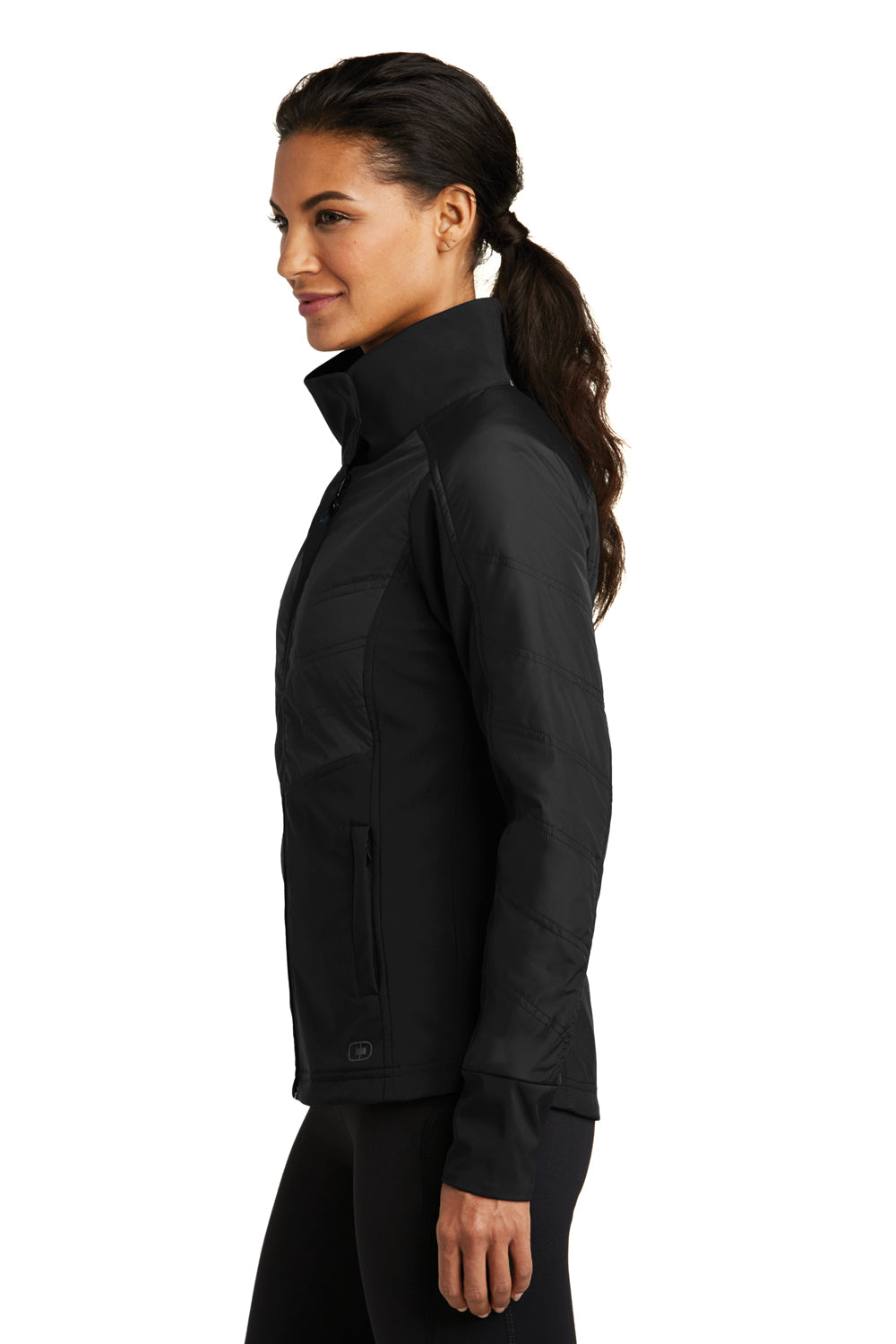 Ogio LOE722 Womens Endurance Brink Wind & Water Resistant Full Zip Jacket Black Side
