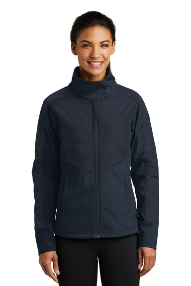 Ogio LOE722 Womens Endurance Brink Wind & Water Resistant Full Zip Jacket Navy Blue Front
