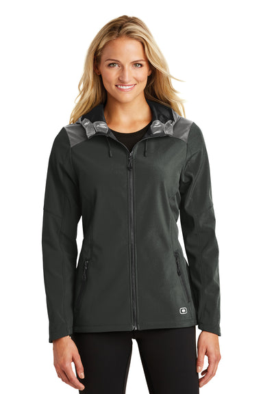 Ogio LOE723 Womens Endurance Liquid Wind & Water Resistant Full Zip Hooded Jacket Black Front