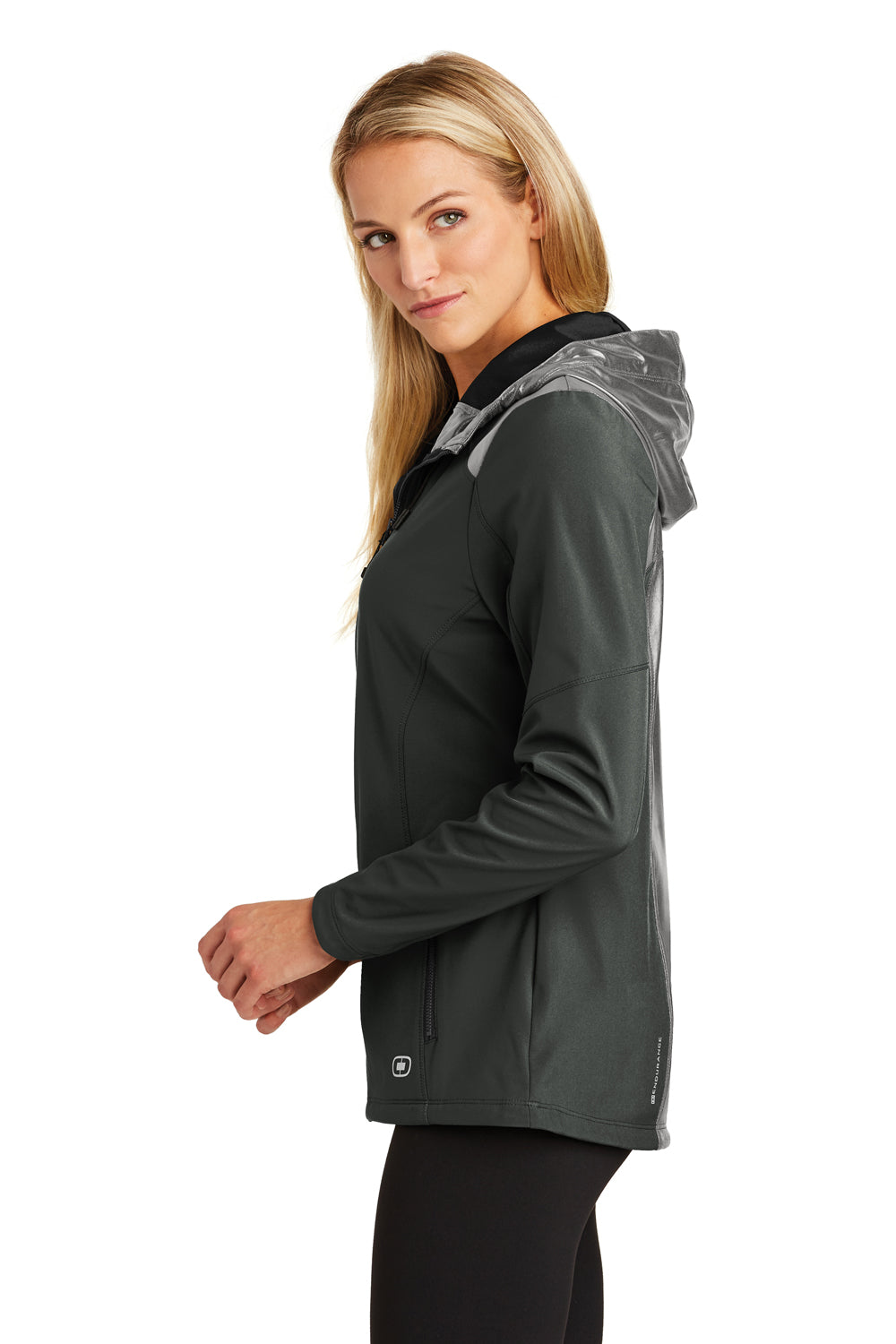Ogio LOE723 Womens Endurance Liquid Wind & Water Resistant Full Zip Hooded Jacket Black Side