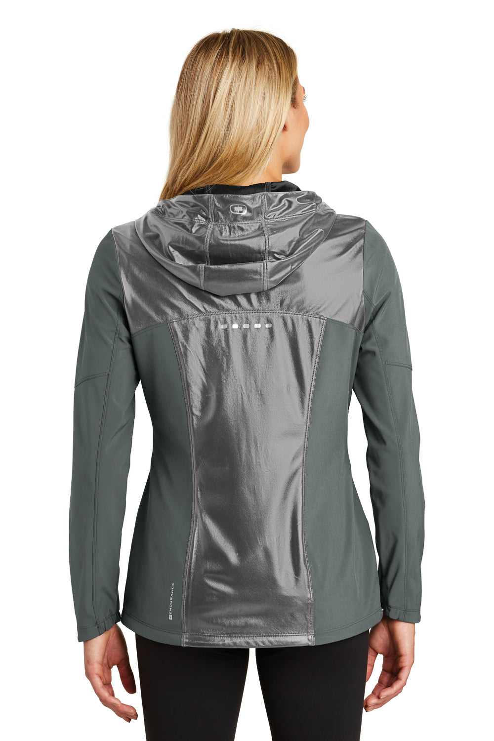 Ogio LOE723 Womens Endurance Liquid Wind & Water Resistant Full Zip Hooded Jacket Diesel Grey Back