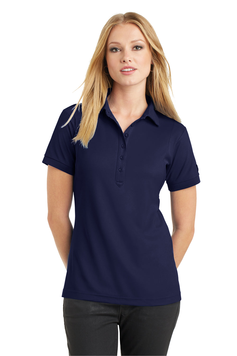Ogio LOG101 Womens Jewel Moisture Wicking Short Sleeve Polo Shirt Navy Blue Front