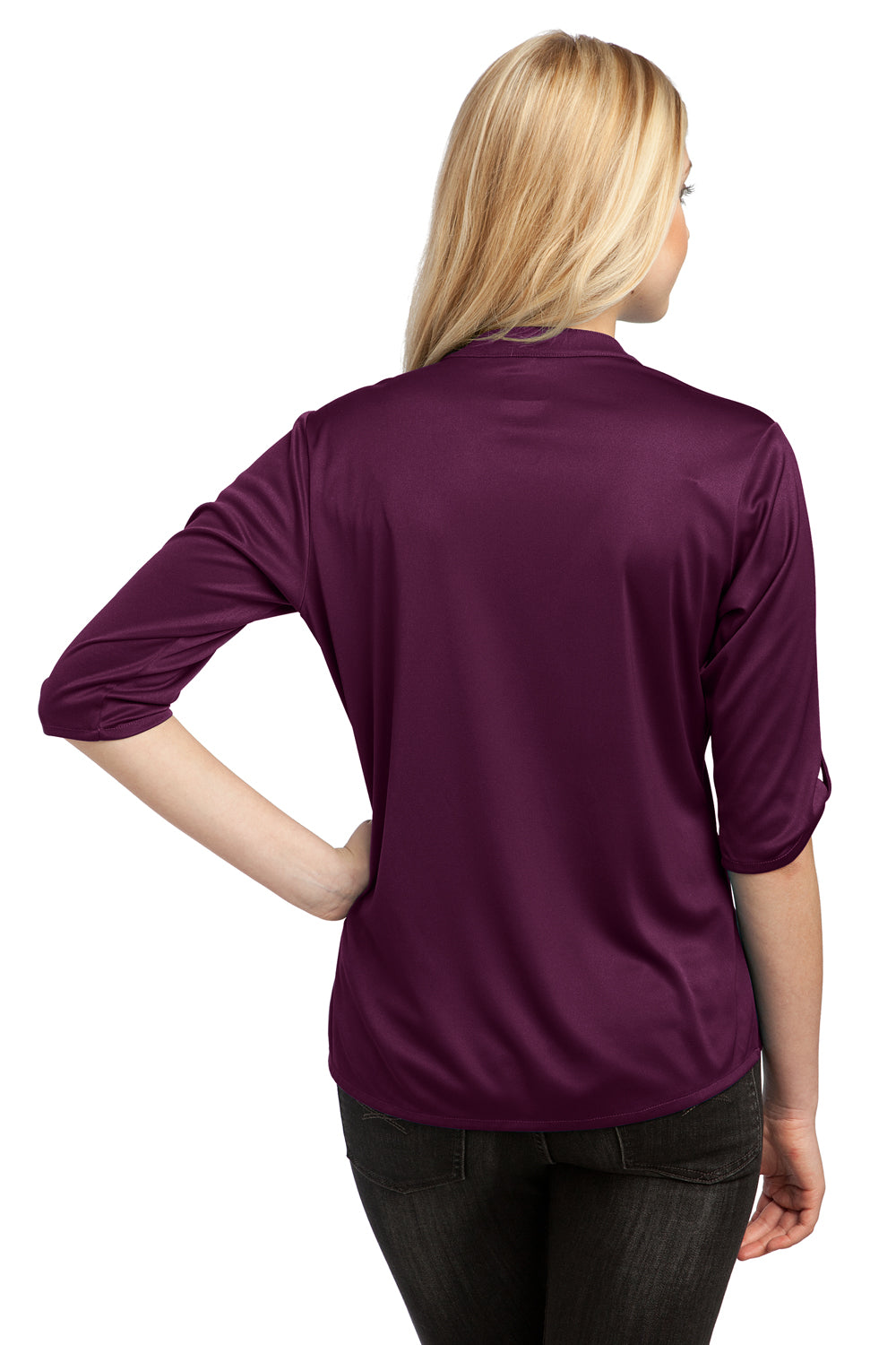 Ogio LOG111 Womens Crush Moisture Wicking 3/4 Sleeve Polo Shirt Purple Back