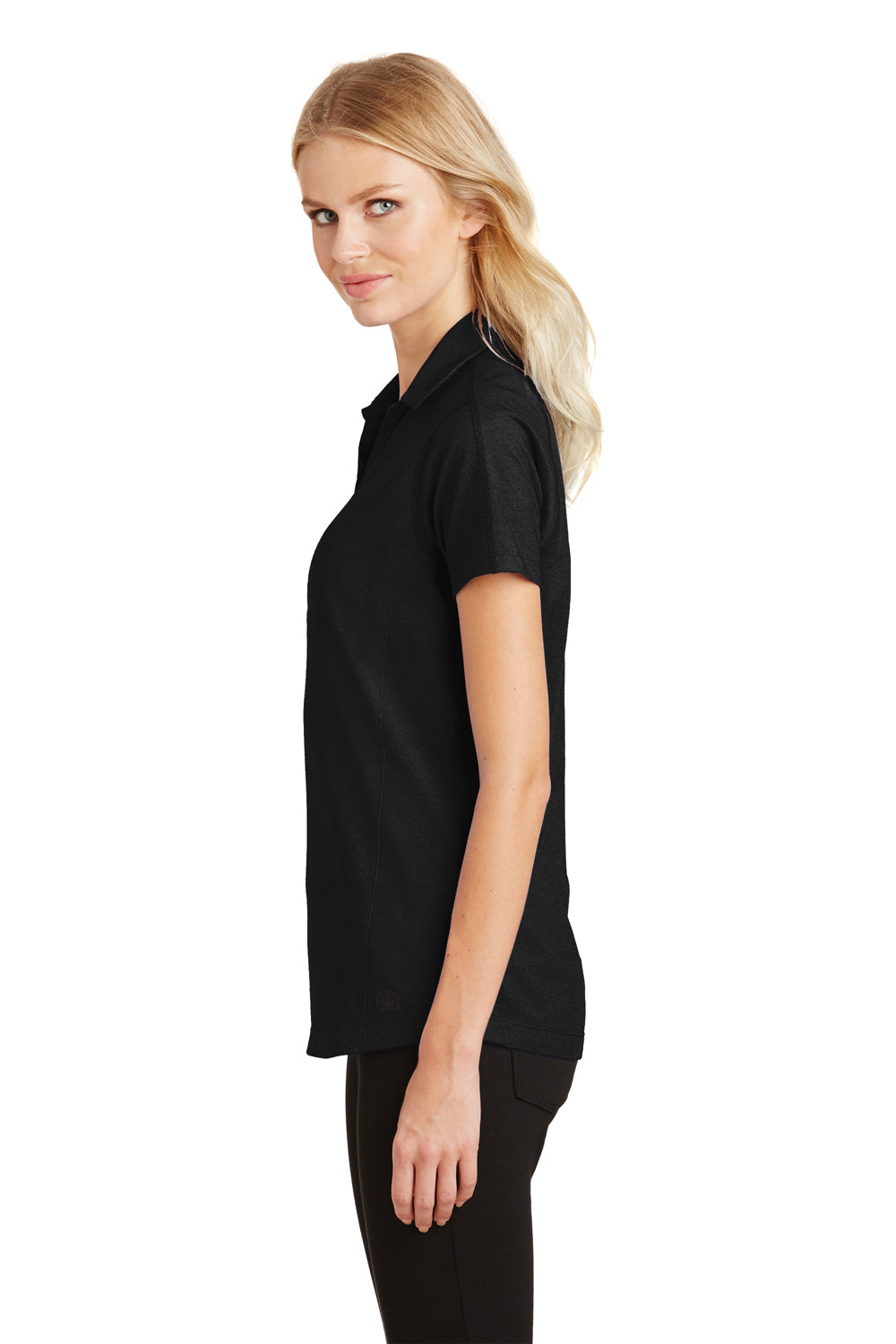 Ogio LOG126 Womens Onyx Moisture Wicking Short Sleeve Polo Shirt Black Side